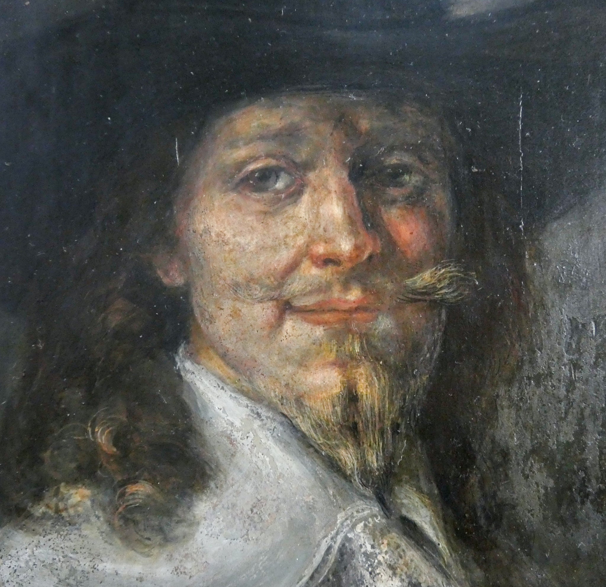 quadro ritratto uomo epoca copia 1800 prob rembrandt dipinto olio tavola antico