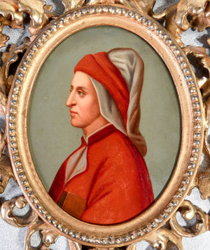 quando bernardo celentano 1850 ritratto dante alighieri dipinto olio antico