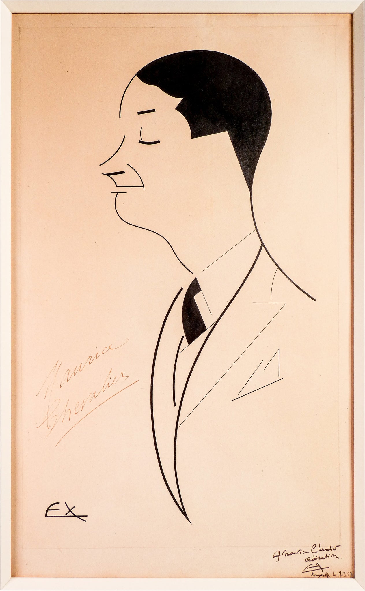 ritratto maurice chevalier firmato ex bruxelles 1927 autografato quadro dipinto