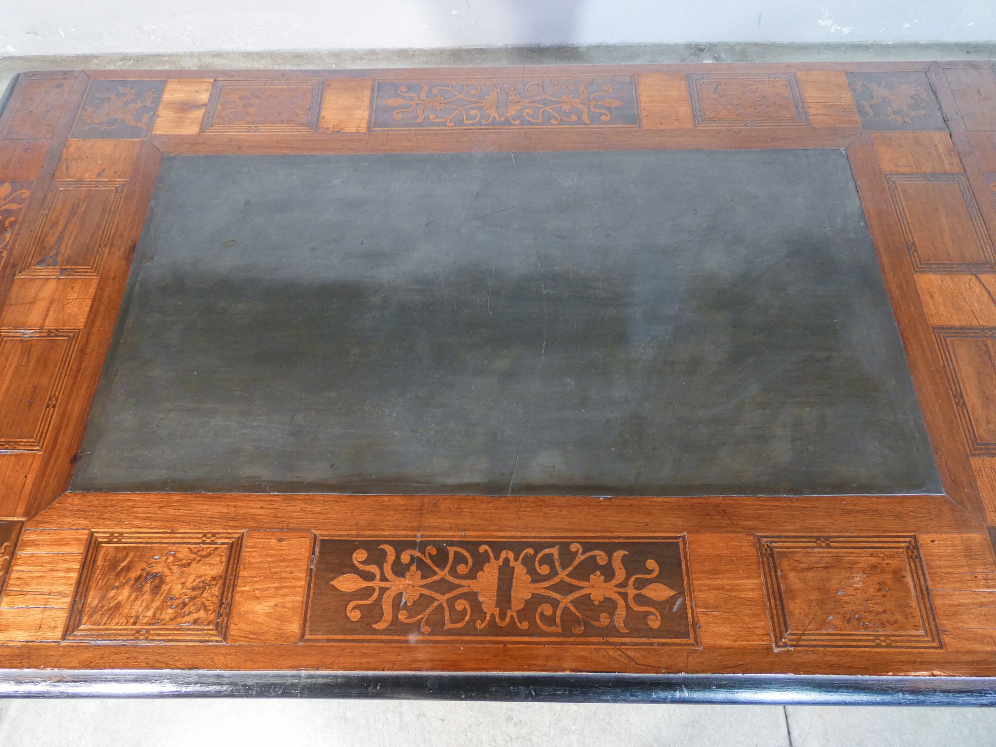 scrittoio luigi xvi epoca 700 legno intarsiato piano ardesia scrivania antico