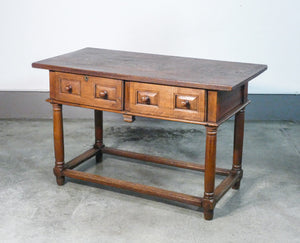 scrivania scrittoio legno rovere epoca 600 stile rinascimento cassetti antica