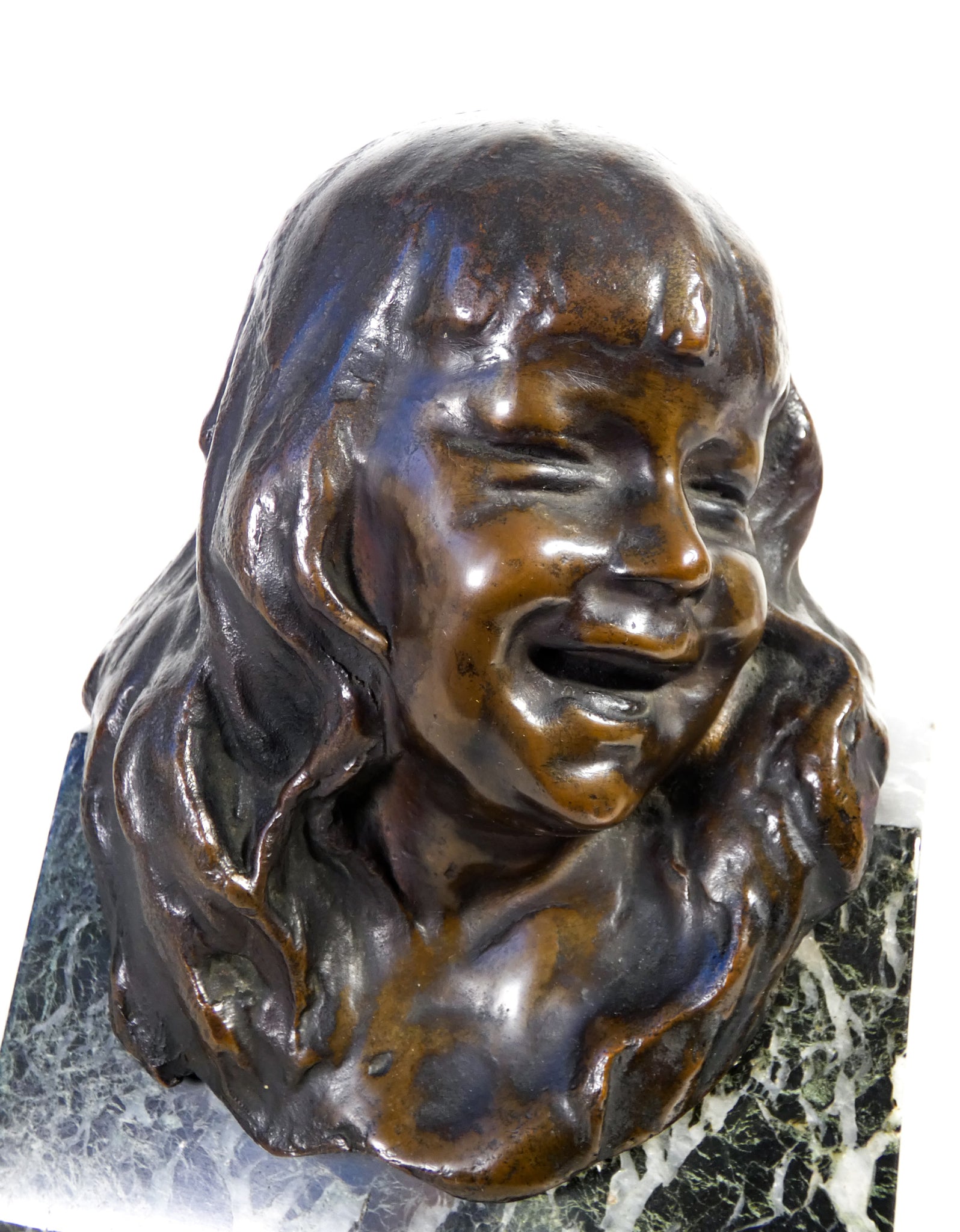 scultura bronzo firmata corrado betta bambina sorridente epoca 1900 statua