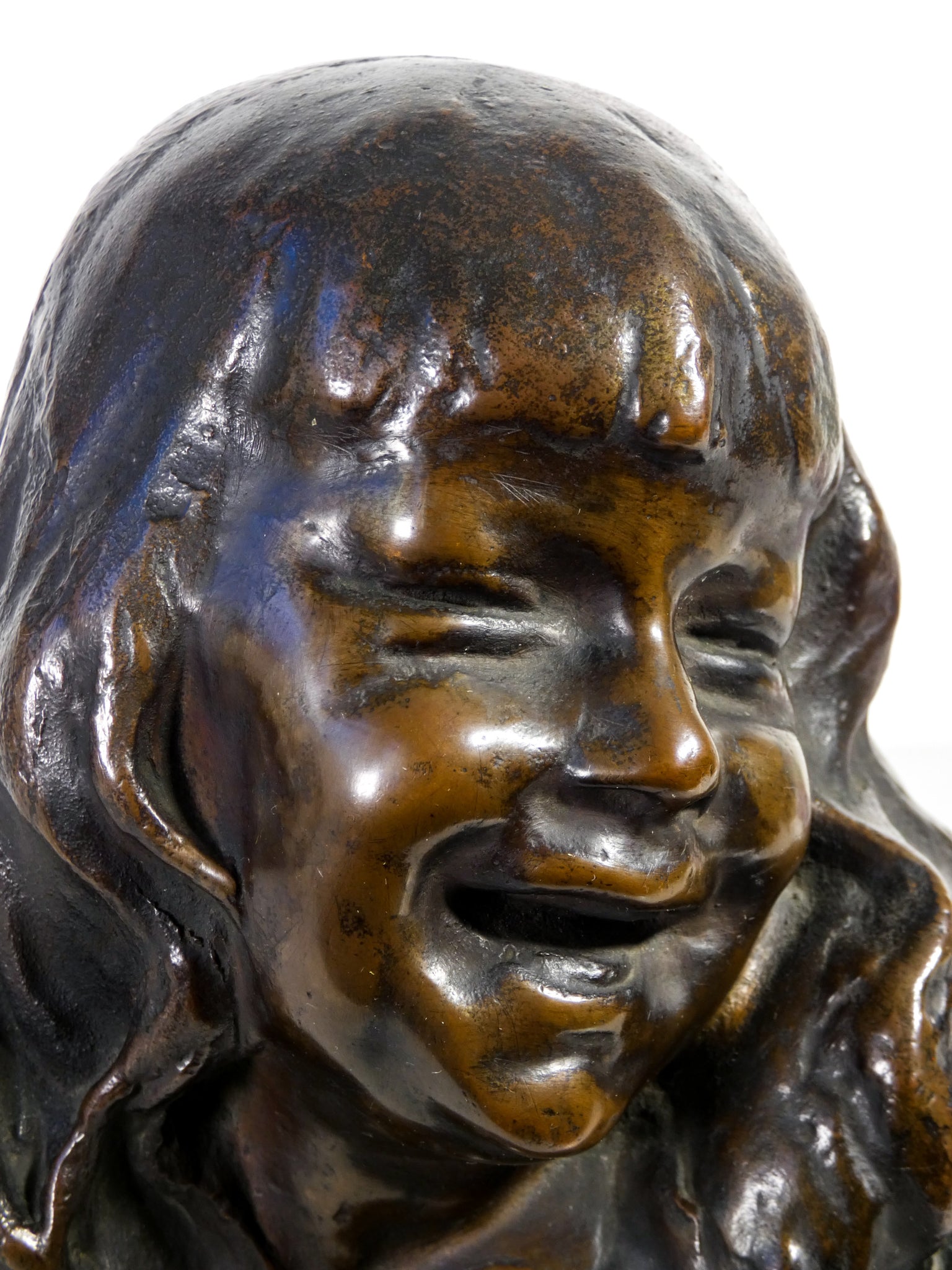 scultura bronzo firmata corrado betta bambina sorridente epoca 1900 statua