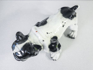 scultura bulldog francese terracotta invetriata maiolica francia antica 1900