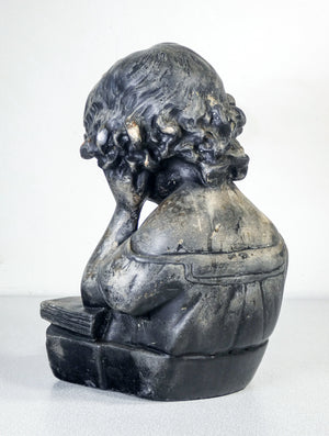 scultura busto bambino che scrive statua gesso epoca libro bust sculpture