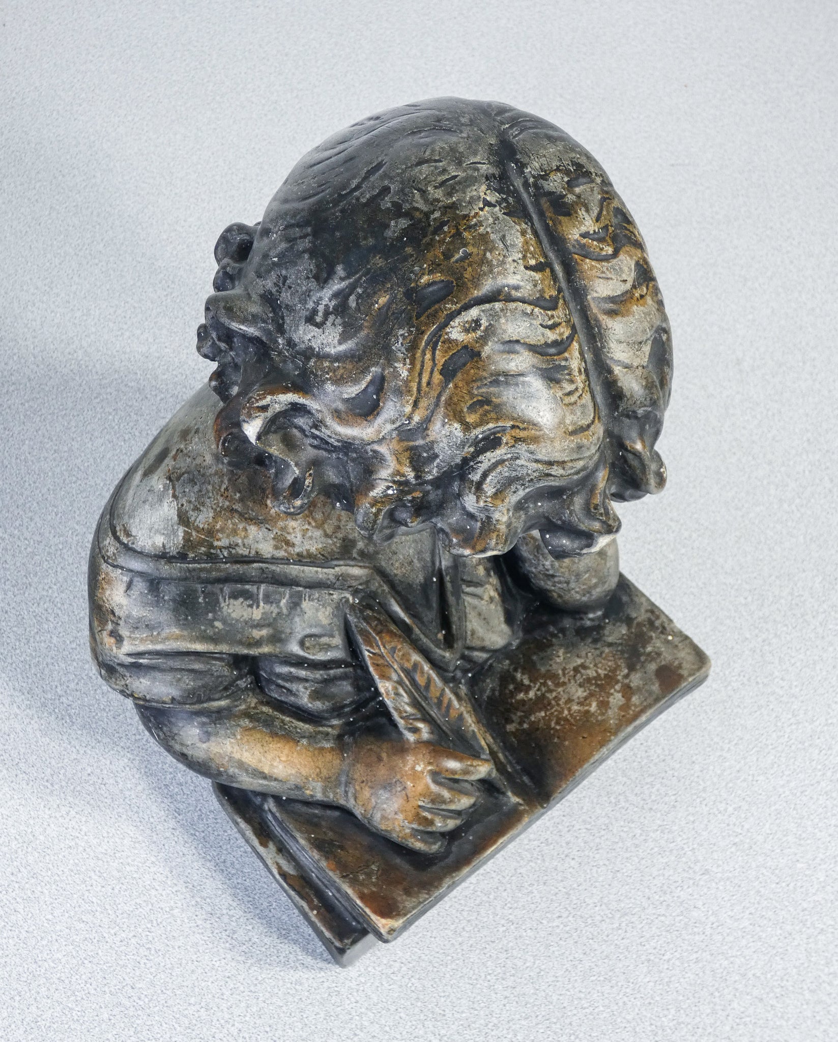 scultura busto bambino che scrive statua gesso epoca libro bust sculpture