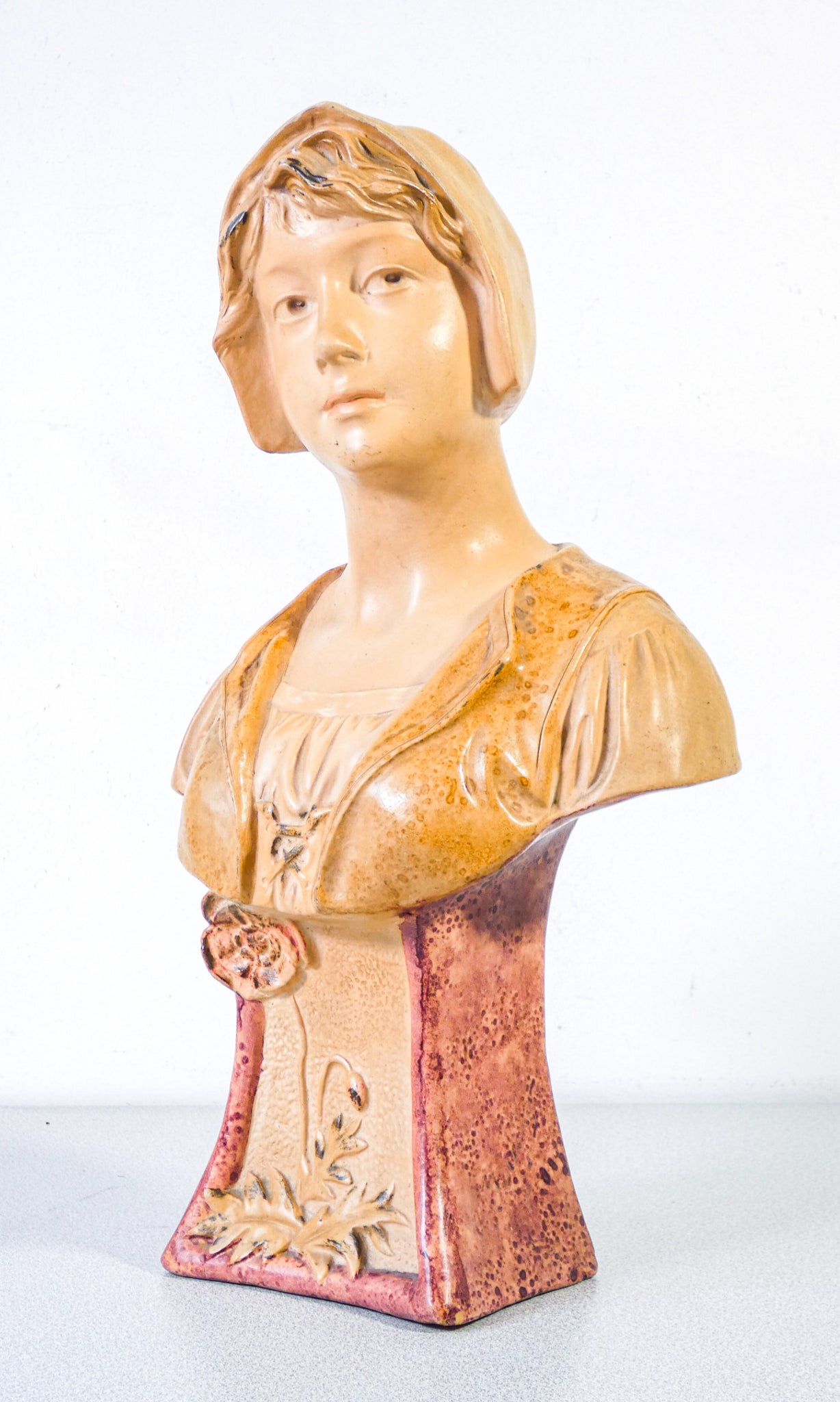 scultura busto donna f fouche statua art nouveau liberty terracotta ceramica