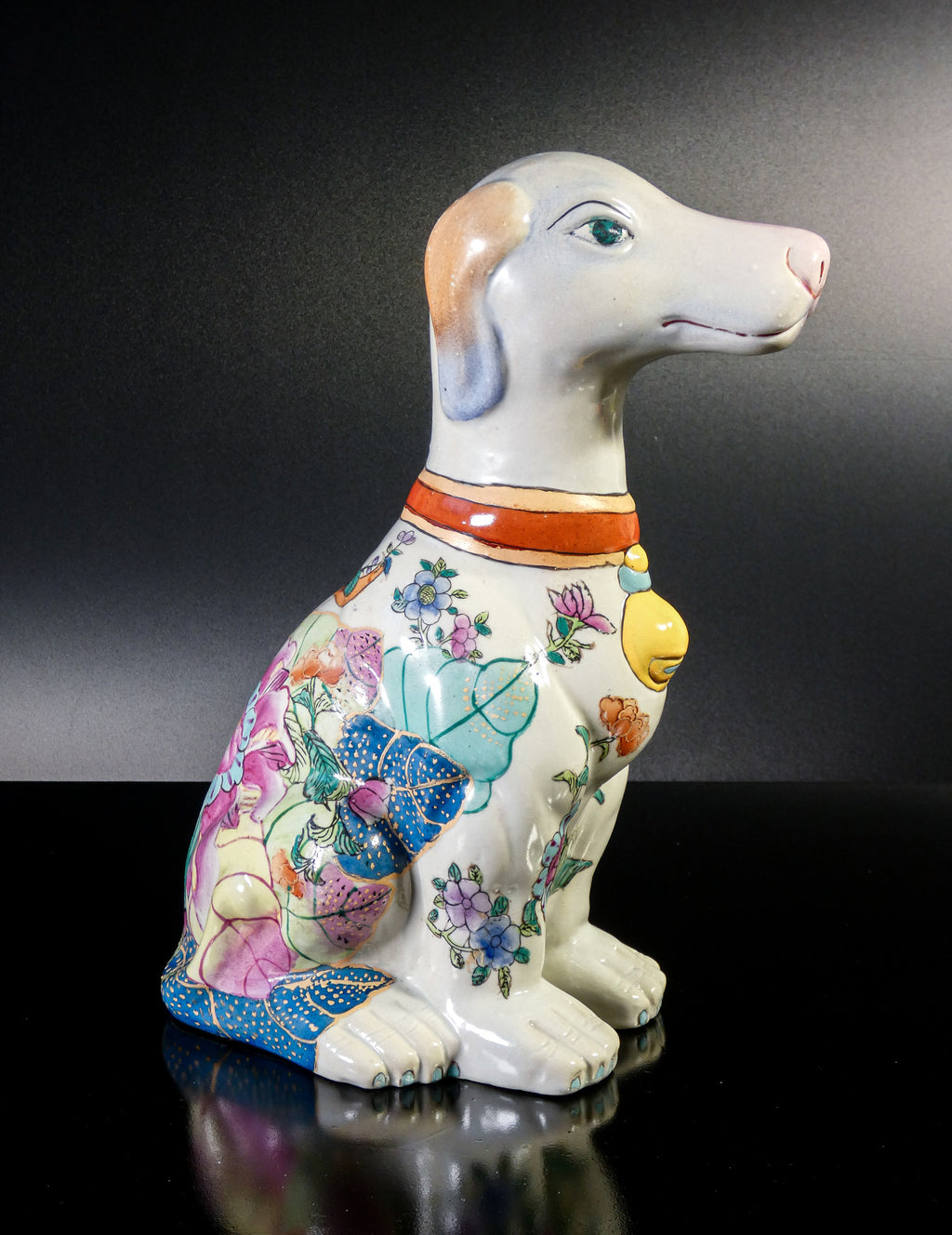 scultura cane ceramica dipinta a mano smalto policromo epoca xx secolo