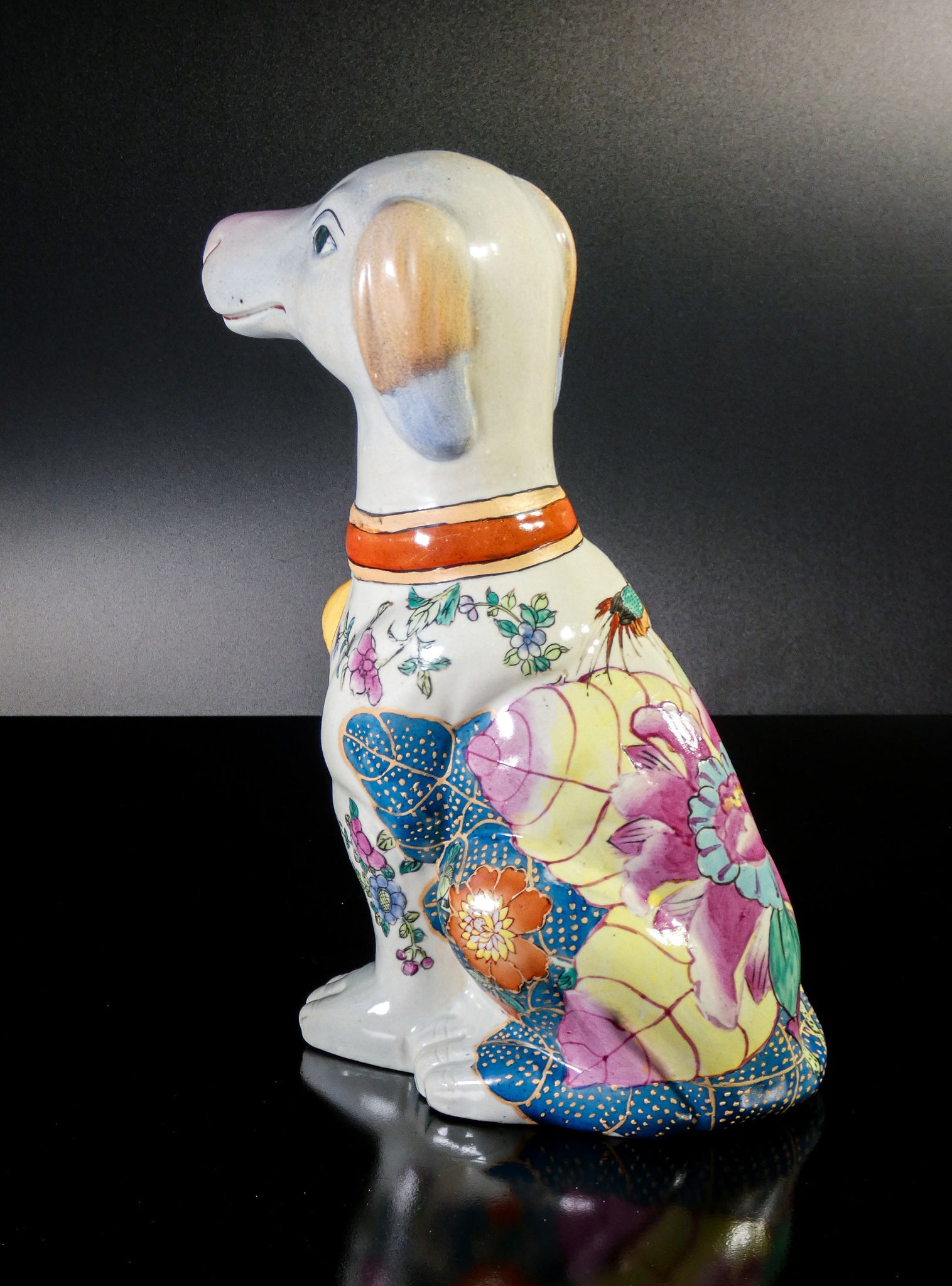 scultura cane ceramica dipinta a mano smalto policromo epoca xx secolo