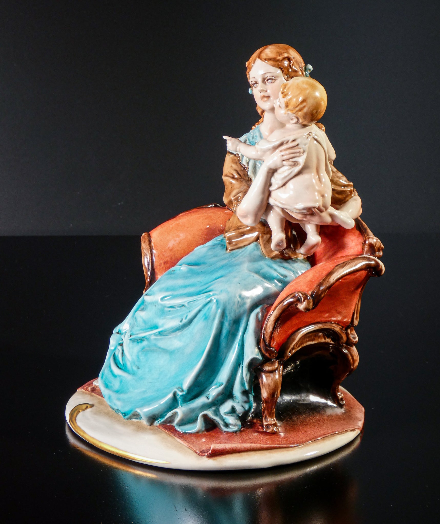 scultura ceramica bruno merli donna bambino porcellana dipinta capodimonte