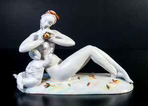 scultura ceramica eugenio pattarino epoca 1920s art deco nudo donna bambino