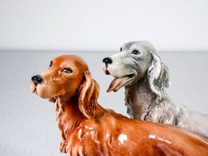 scultura ceramica giuseppe granello per cacciapuoti coppia cani setter 1920s