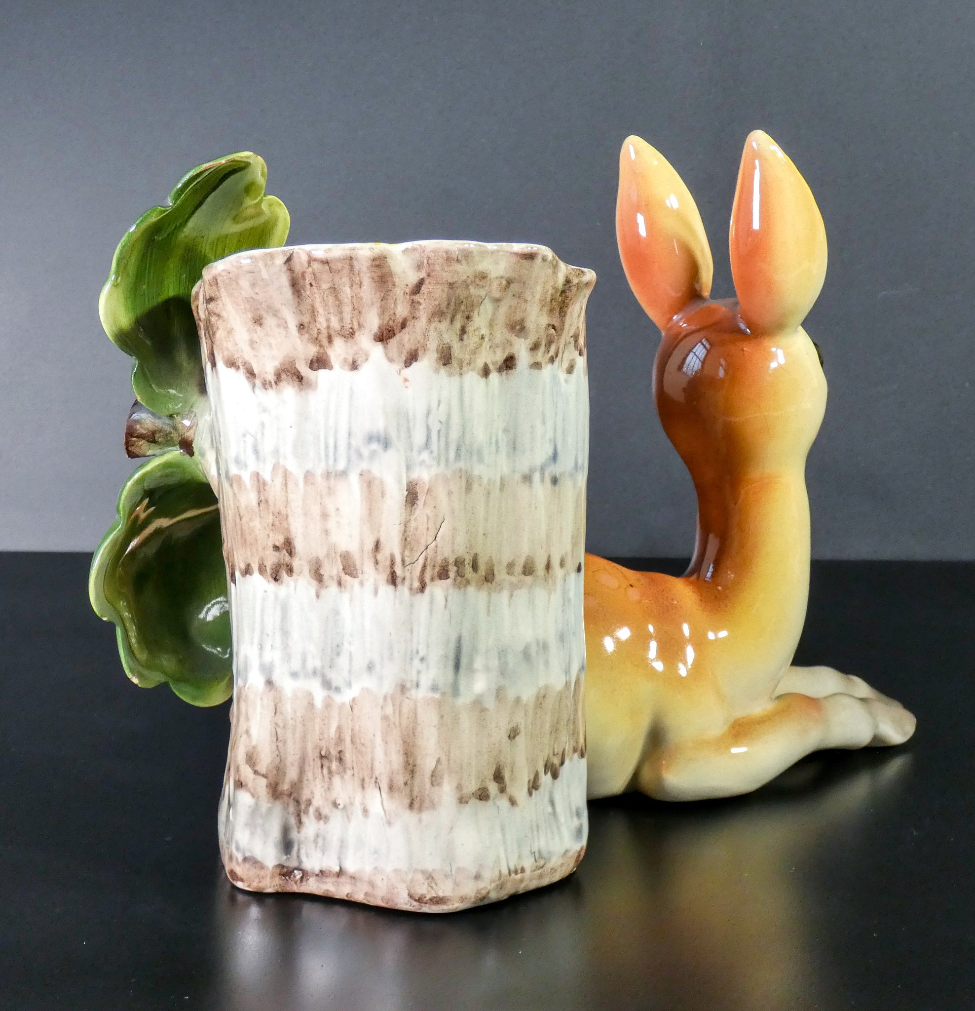 scultura ceramica la freccia tarcisio tosin vicenza epoca 1930 cerbiatto vaso