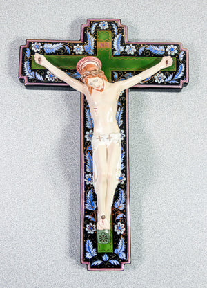 scultura crocifisso ceramica lenci maria balossi epoca 1930 gesu cristo croce