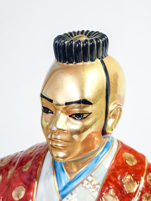 scultura di edoardo tasca giapponese ceramica biscuit dipinta dorata statua