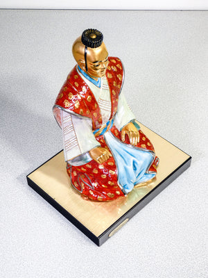 scultura di edoardo tasca giapponese ceramica biscuit dipinta dorata statua