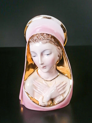 scultura emanuele fontanini ceramica maiolica busto madonna maria bagni lucca