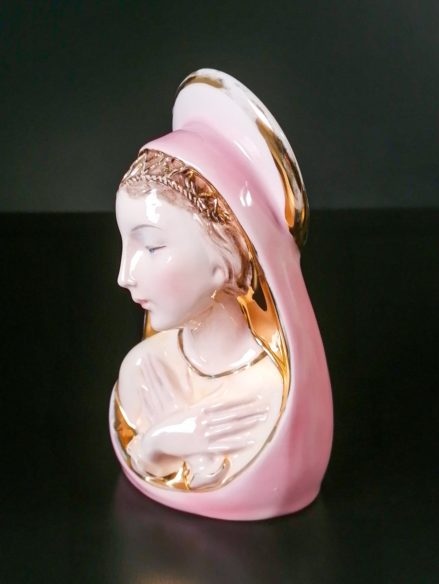 scultura emanuele fontanini ceramica maiolica busto madonna maria bagni lucca