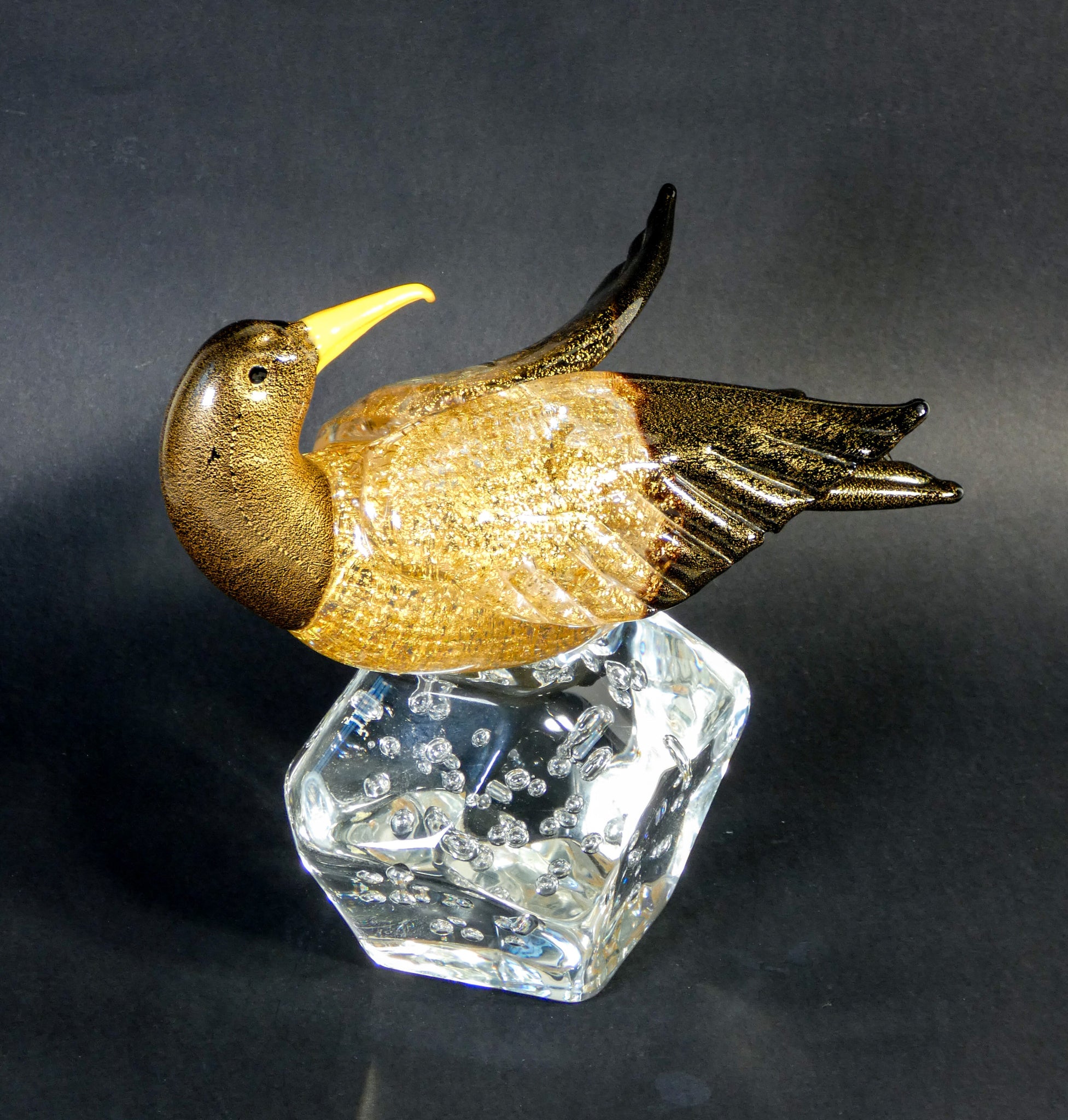scultura firmata oscar zanetti design vetro soffiato murano uccello anatra 2