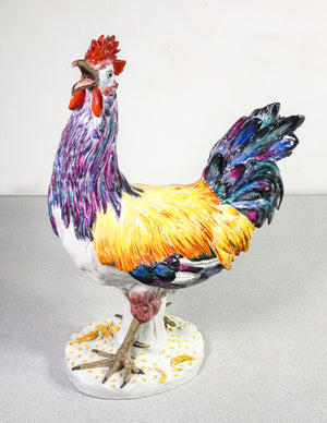 scultura gallo ceramica kalk porzellanfabrik meissen porcellana rooster