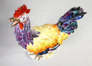 scultura gallo ceramica kalk porzellanfabrik meissen porcellana rooster