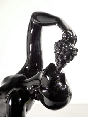 scultura henry fugere epoca 1925 ceramica donna nudo uva dame mit weintrauben