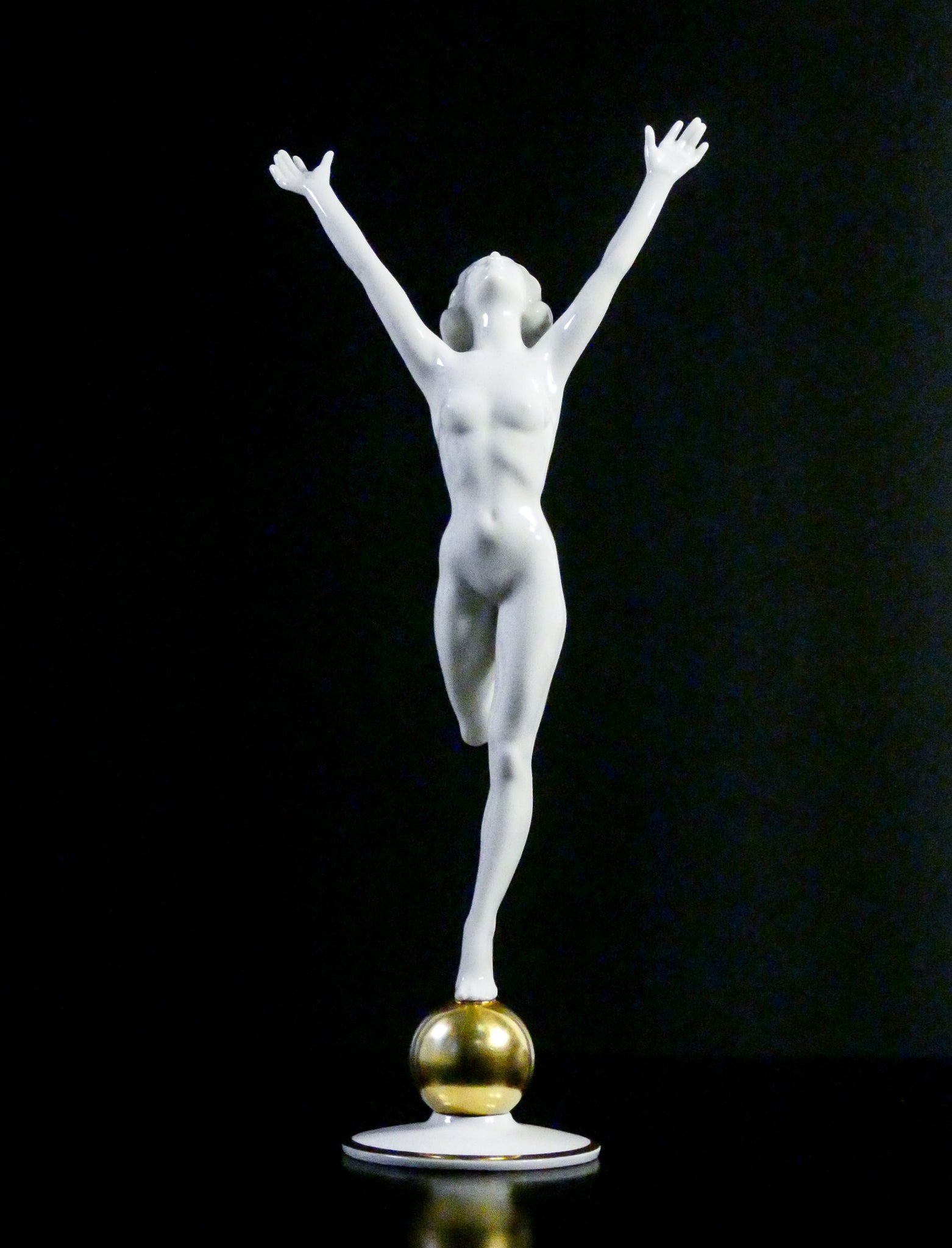scultura porcellana karl tutter hutschenreuther nudo donna ballerina epoca 1940s