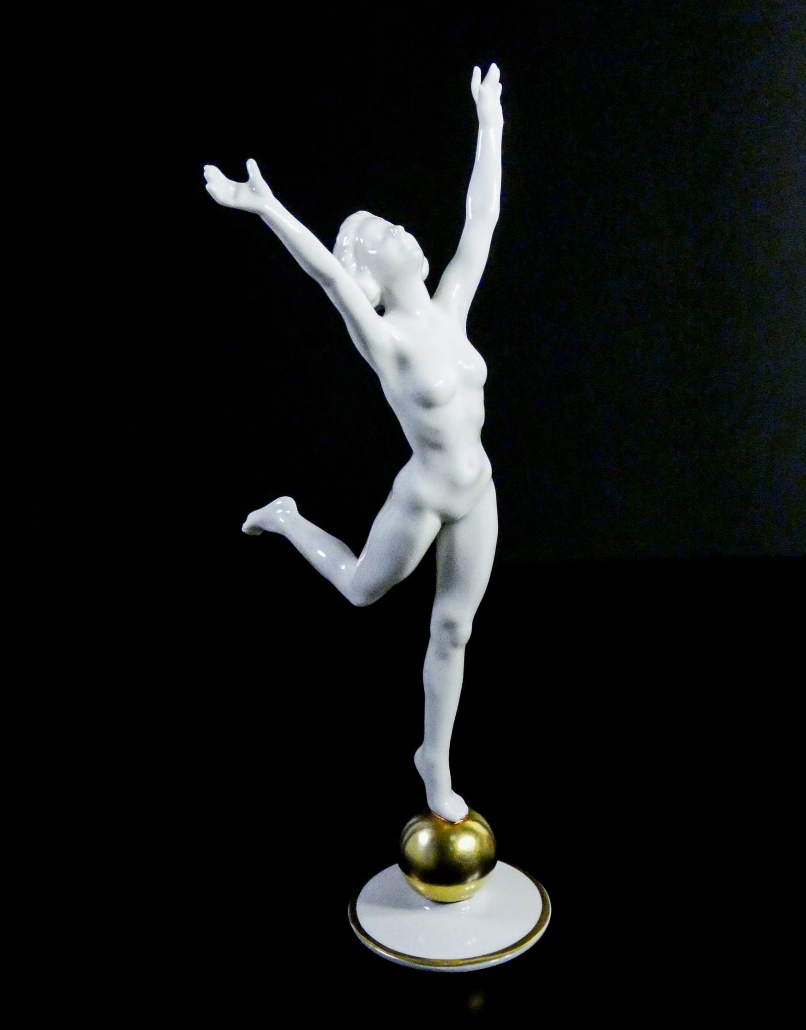 scultura porcellana karl tutter hutschenreuther nudo donna ballerina epoca 1940s