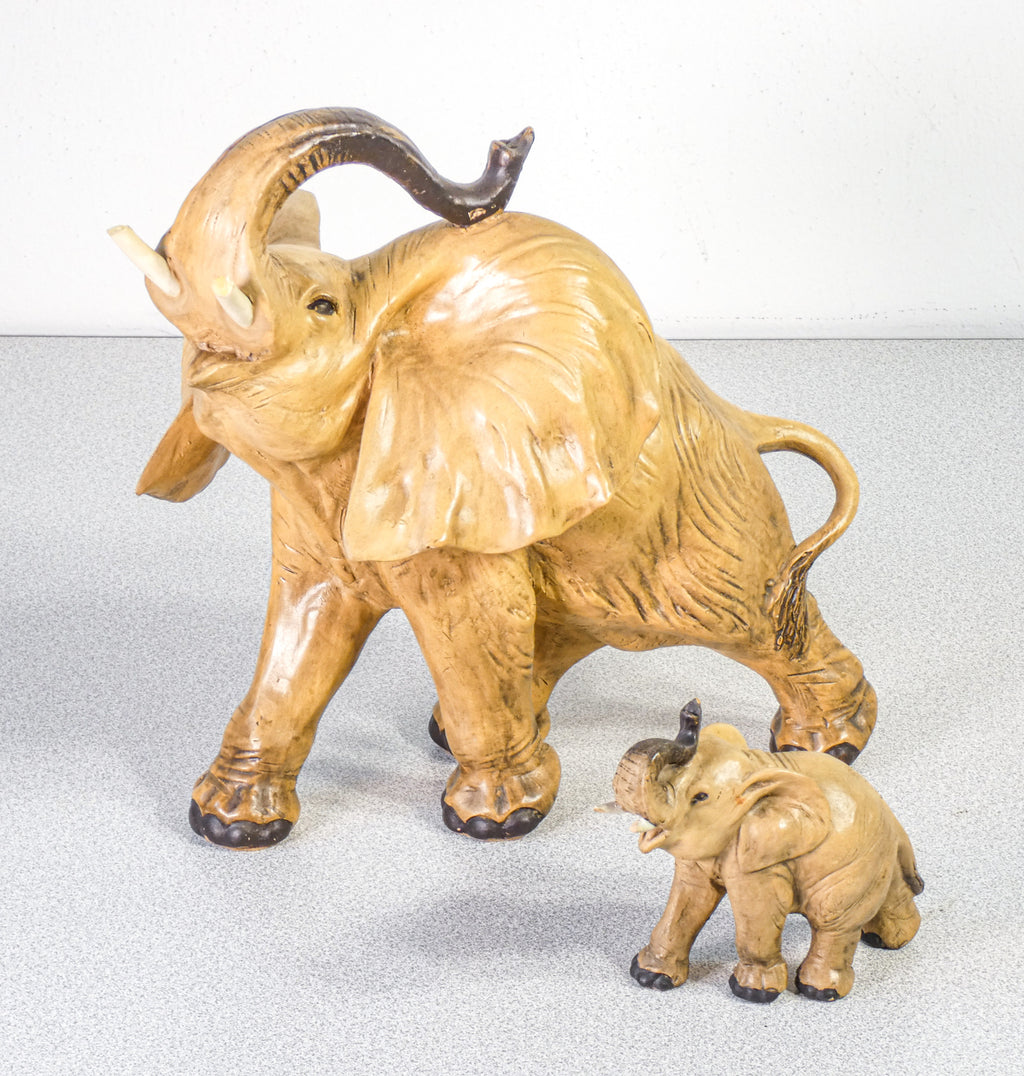 sculture guido cacciapuoti ceramica coppia elefanti epoca 1940 gres italia