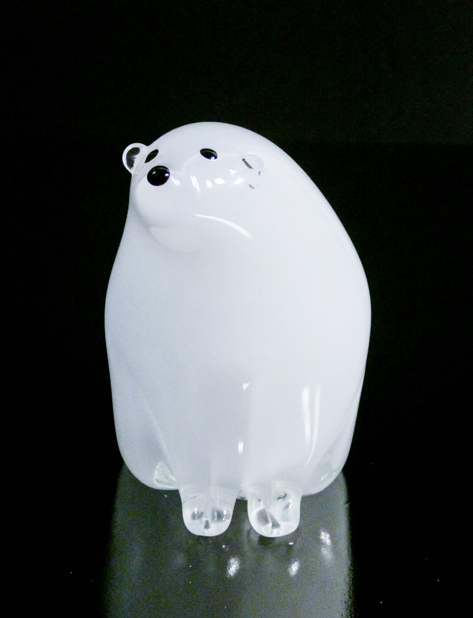 sculture la murrina vetro soffiato opalino famiglia orsi polari bianco murano