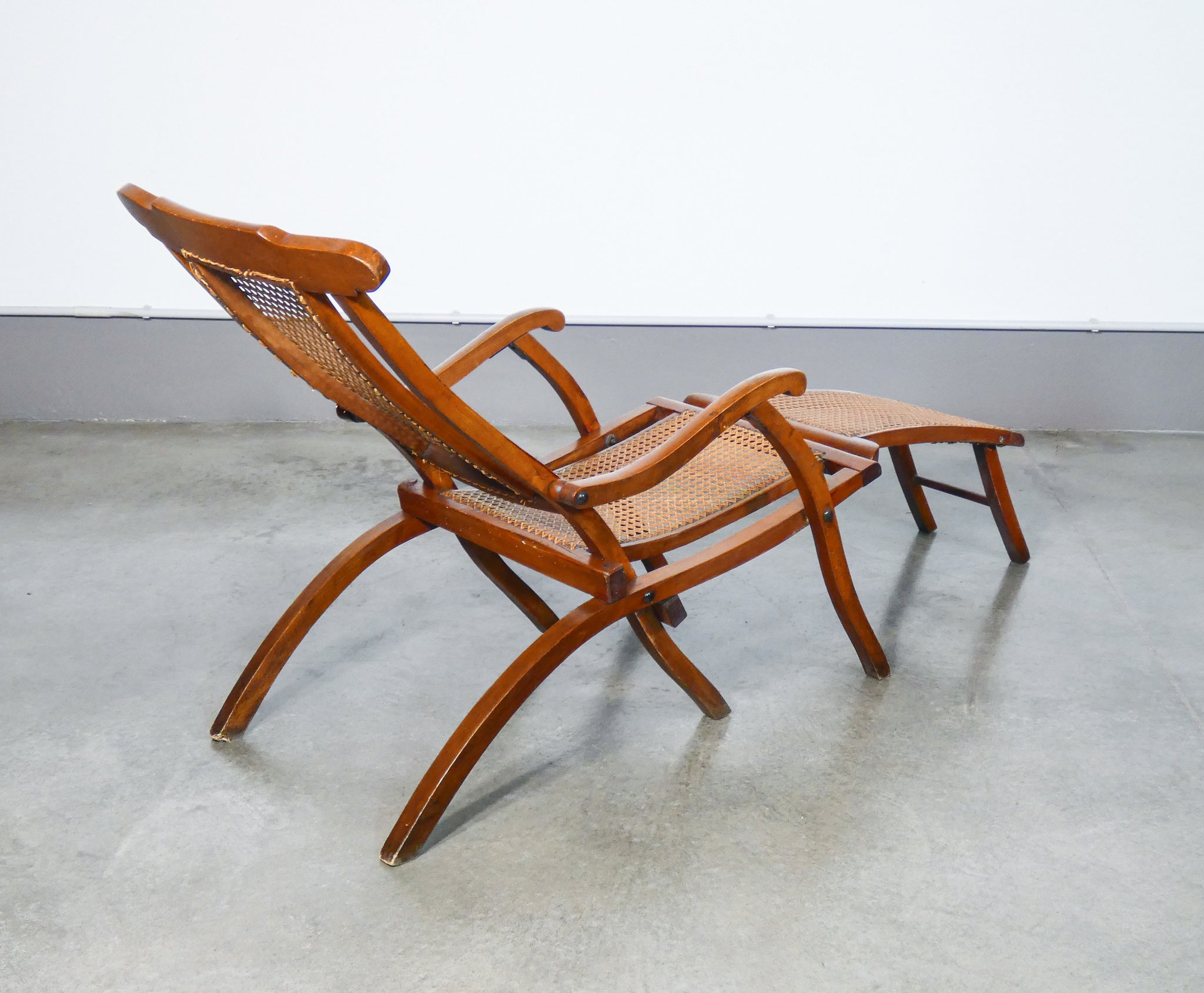 sdraio chaise longue poltrona 1800 pieghevole legno massello faggio antica