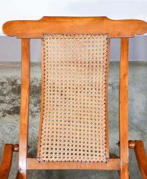 sdraio chaise longue poltrona 1800 pieghevole legno massello faggio antica