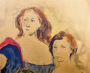 serigrafia ottone domenico purificato epoca 1960s donne gallina dipinto