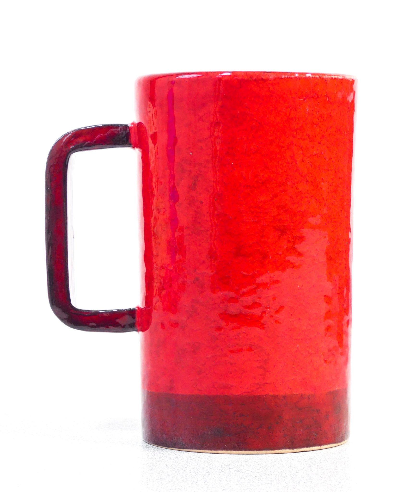 set 11 tazze maiolica smaltata rossa keramos di ghigo ceramica epoca 1950s