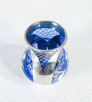 set 3 vasetti vetro soffiato argento smalto murano vasi italia epoca 1900