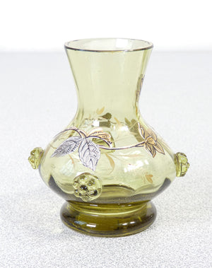 set 3 vasetti vetro soffiato argento smalto murano vasi italia epoca 1900