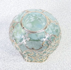 set 3 vasetti vetro soffiato argento smalto murano vasi italia epoca 1900