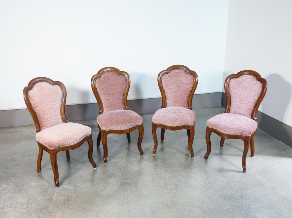 set 4 sedia luigi filippo epoca 1800 legno noce massello scolpito poltrona