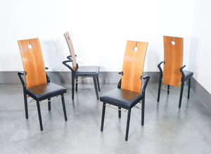 set 4 sedie design pierre cardin epoca 1970 francia legno vintage dining chairs