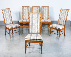 set 6 sedie design hollywood regency legno massello faggio vintage epoca 1960
