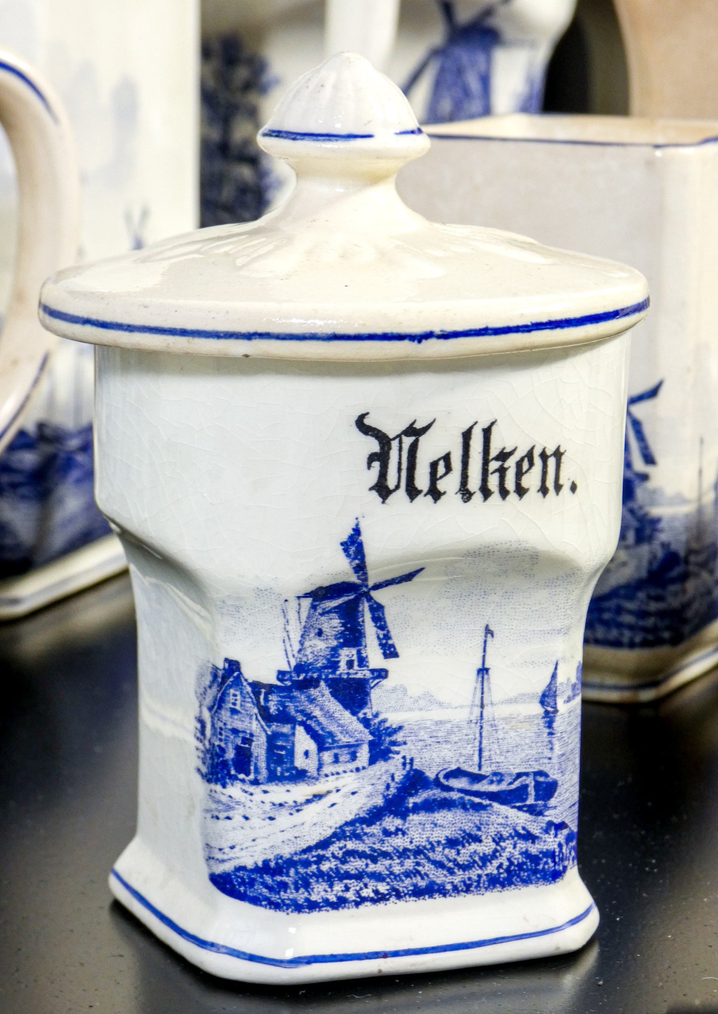 set vasi ceramica delf olanda cucina porta spezie epoca 800 porcellana antico