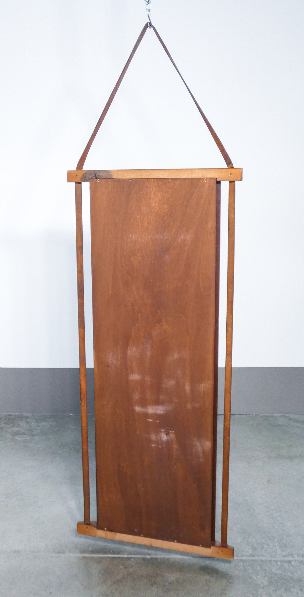 specchiera design scandinavo 1970s vintage specchio legno teak hanging mirror