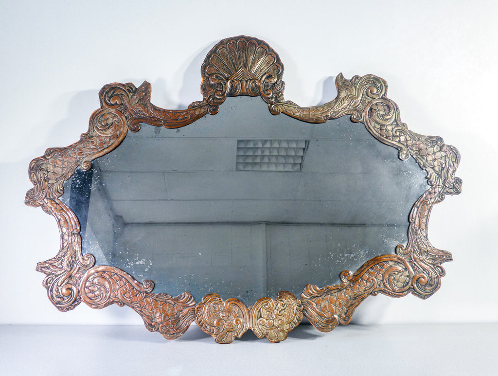 specchiera luigi xiv 1700 lamina rame bassorilievo a sbalzo specchio antica