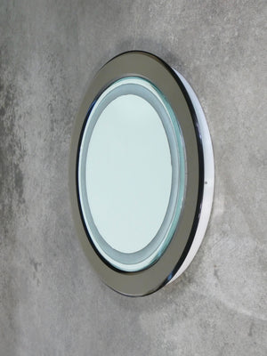 specchio da muro retroilluminato design italiano 1970s rotondo vetro mirror