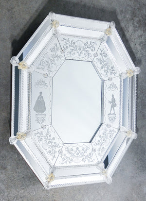 specchio veneziano epoca 1800 murano vetro soffiato molato specchiera antico