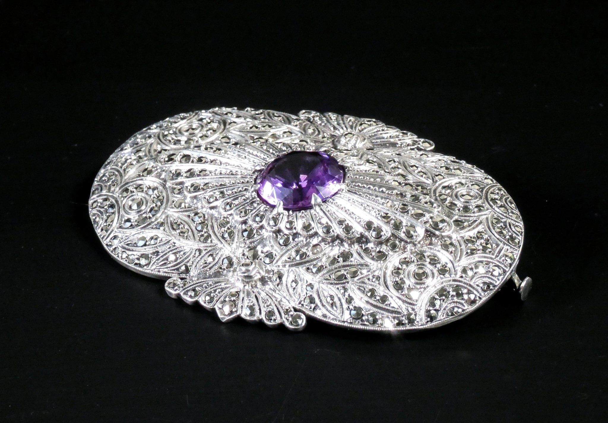 spilla argento epoca fine 1800 art deco gioiello bijoux pin brooch custodia 