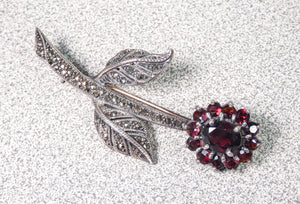 spilla fiore argento 925 epoca fine 1800 art deco gioiello bijoux pin brooch