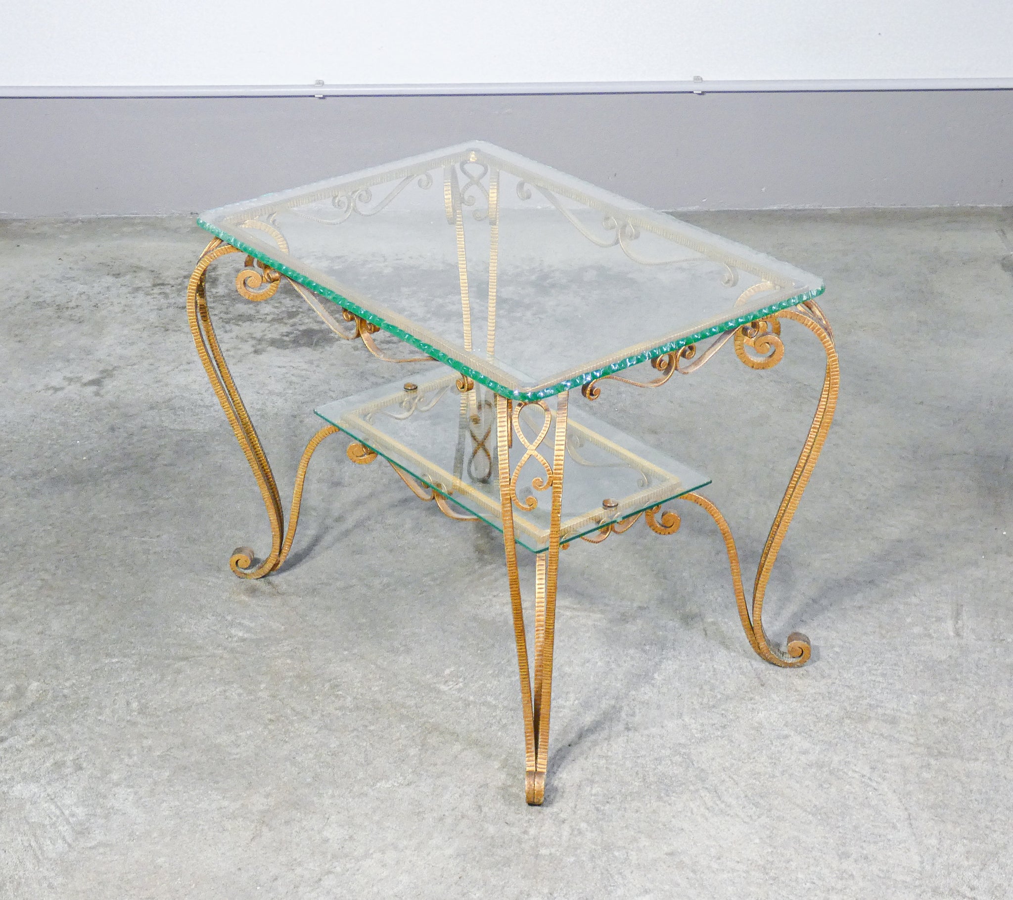 tavolino basso da caffe design pier luigi colli 1950 coffee table metallo dorato