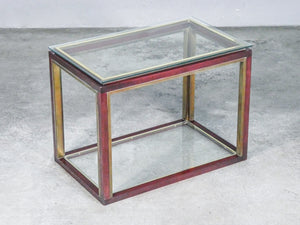 tavolino basso design mogano ottone vetro vintage italia epoca 1950s console