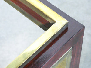 tavolino basso design mogano ottone vetro vintage italia epoca 1950s console